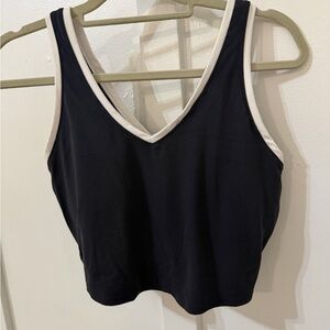 All in Motion Black and White V-Neck Top